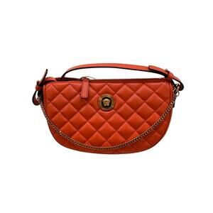versace lamb skin quilted gold medusa coral crossbody bag